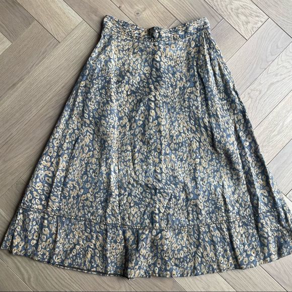 Wilfred Lyocell Button-Front Midi Skirt | Size 0 | Tan A-Line Skirt - Picture 7 of 10